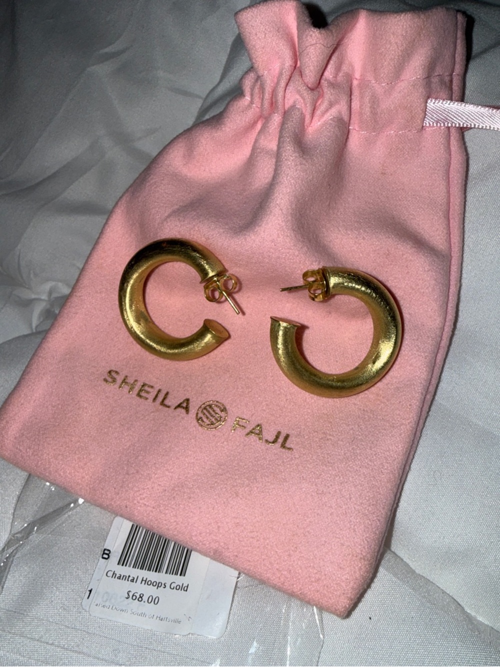 Sheila Fajl Chantal Gold Hoop Earrings Matte Gold Plated Statement Hoops